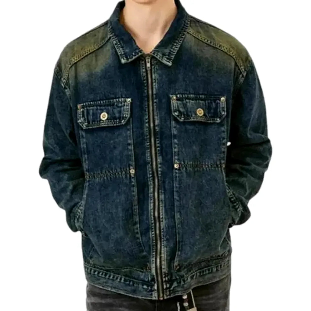 Boho Men's Denim Jacket - Blue