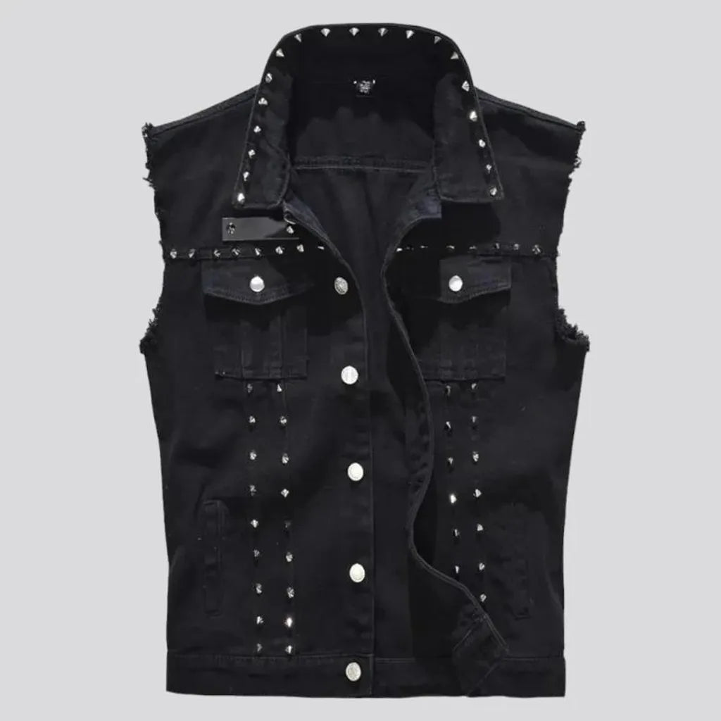 Embellished y2k denim men's vest