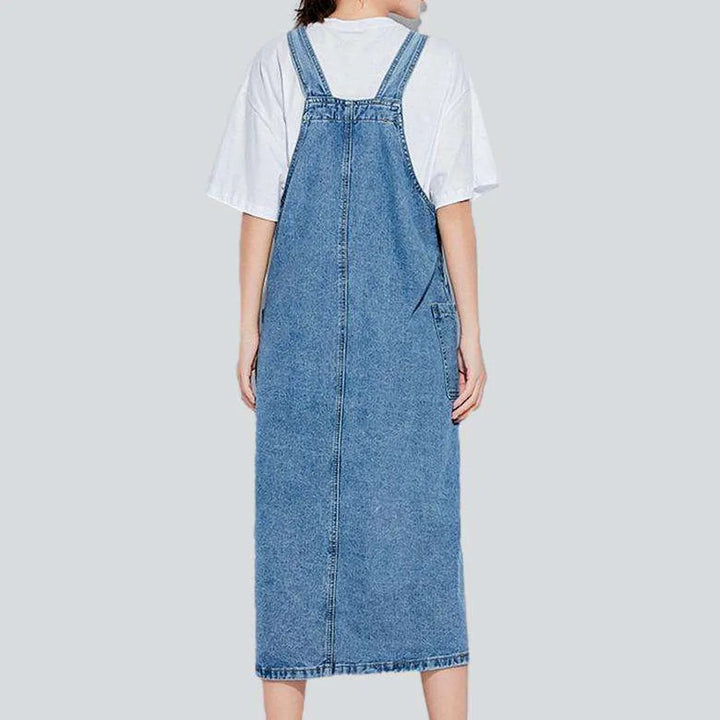 A-line 90s light denim dress