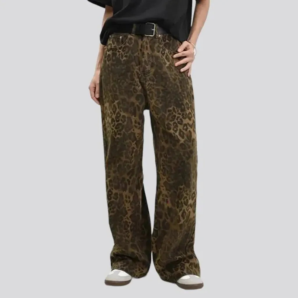 Leopard-print baggy jeans
 for women