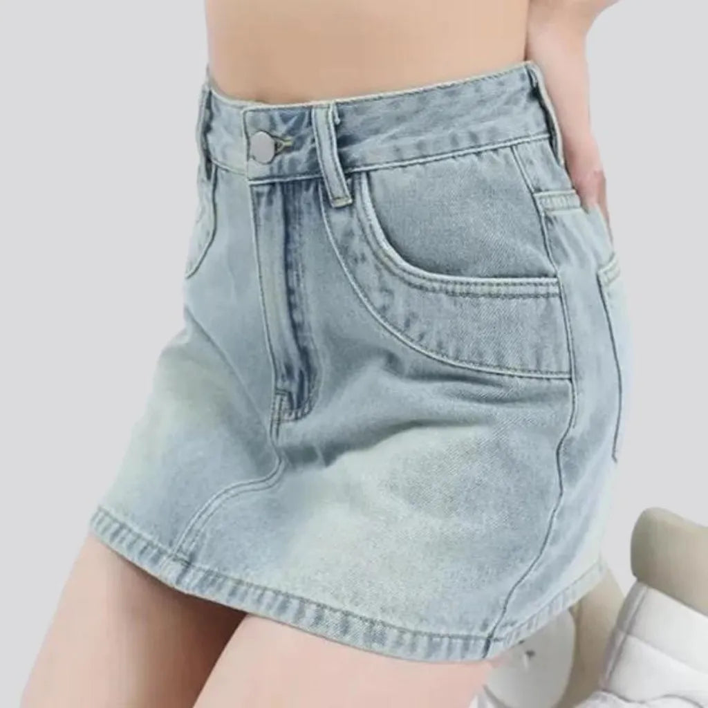 Fashion stonewashed jeans skort
 for women