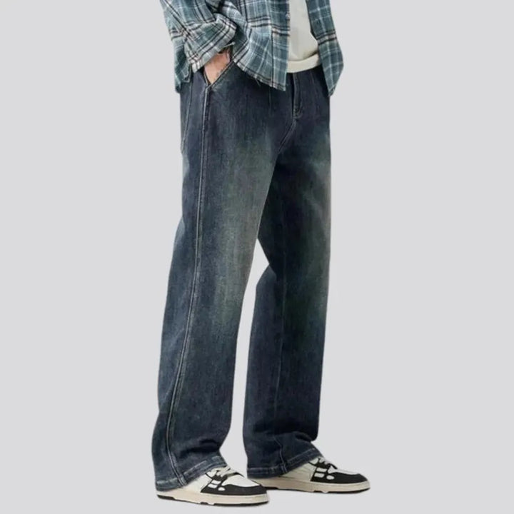 Sanded vintage baggy fit men's jeans