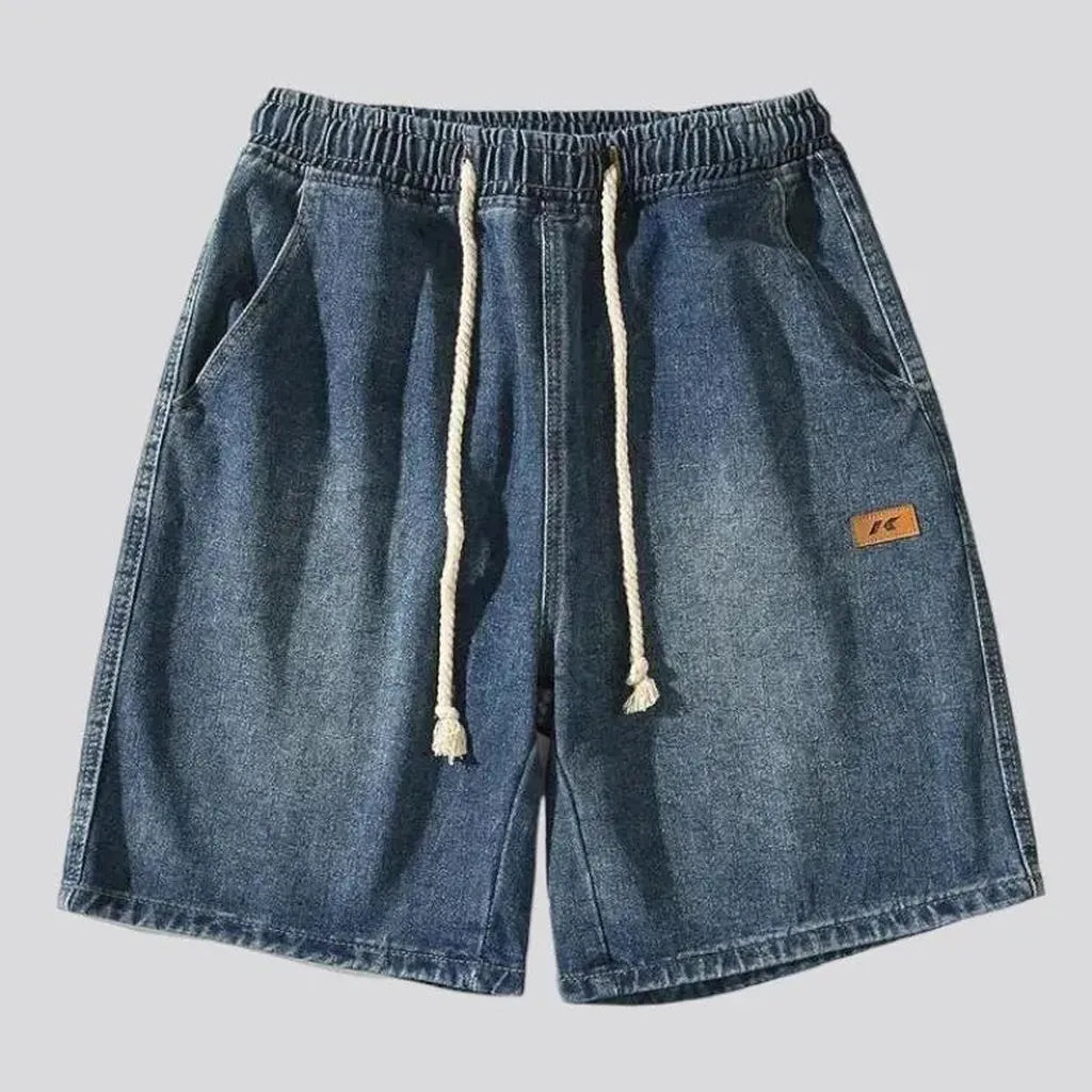 High-waist knee-length jean shorts