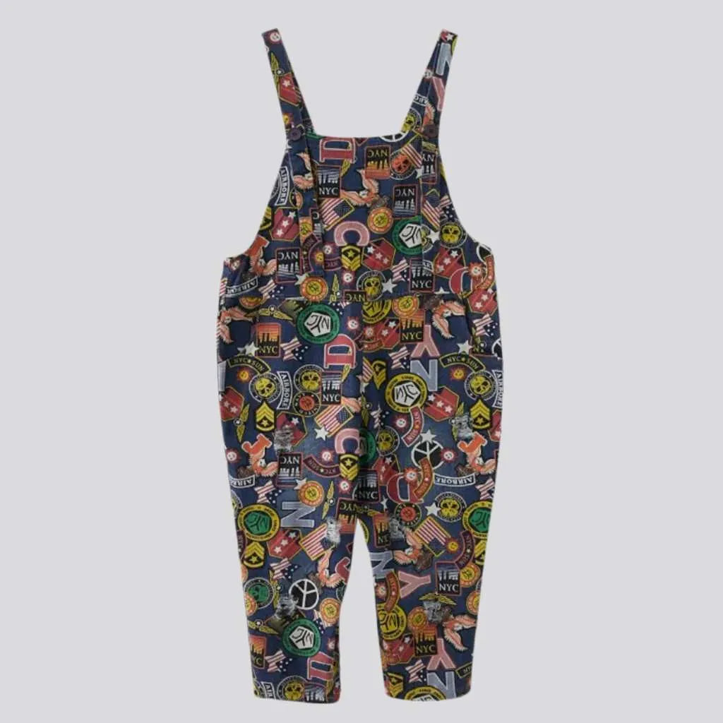 Cartoon print denim jumpsuit
 for women