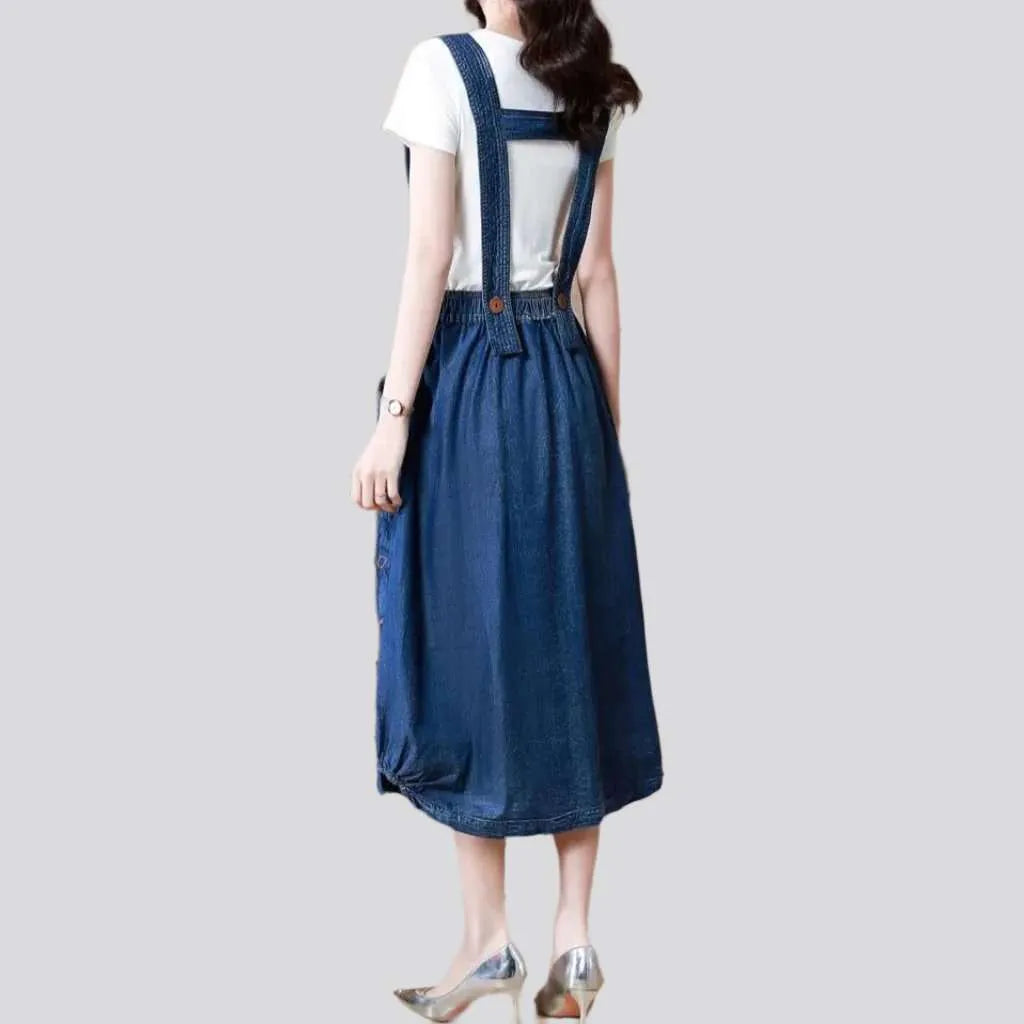 Long medium wash jean dress
 for ladies