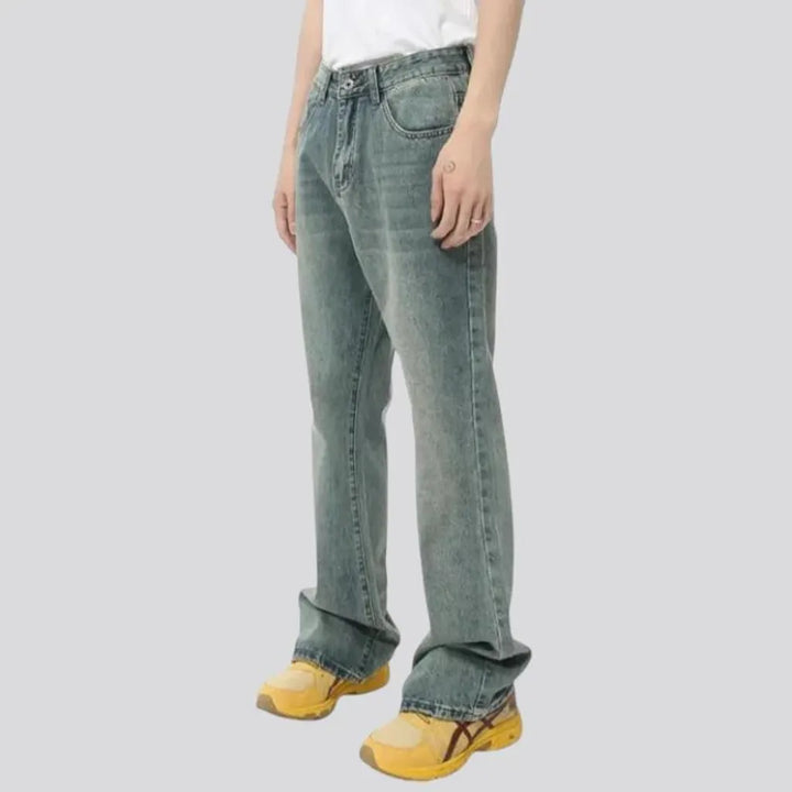 90s fashion roomy sanded men's jeans