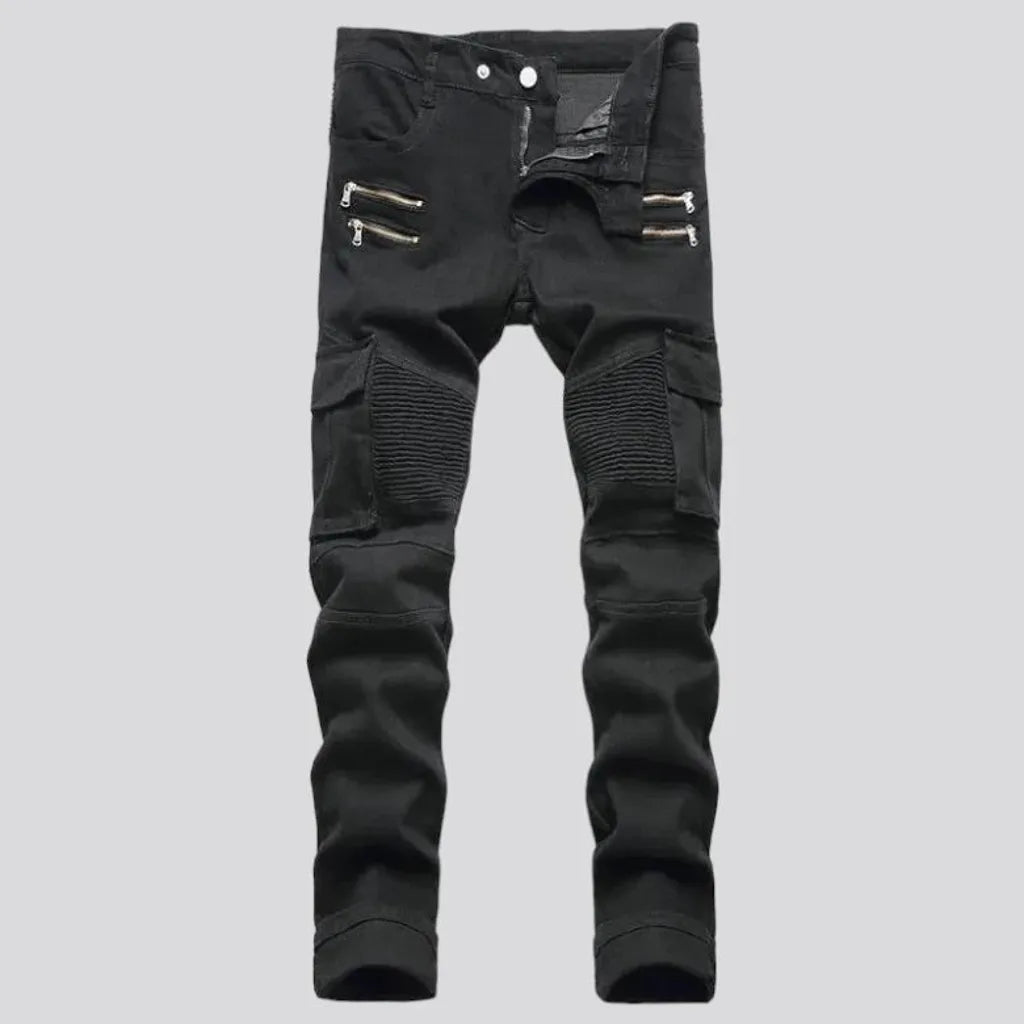 Skinny color men's riding jeans