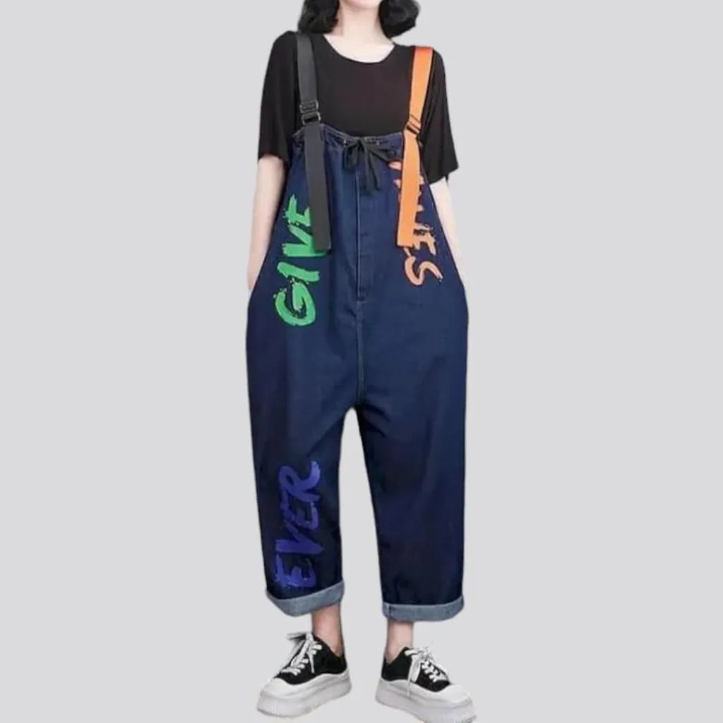 Street style women's denim dungaree