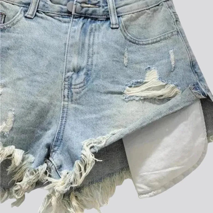 Grunge mid-waist denim shorts
 for women