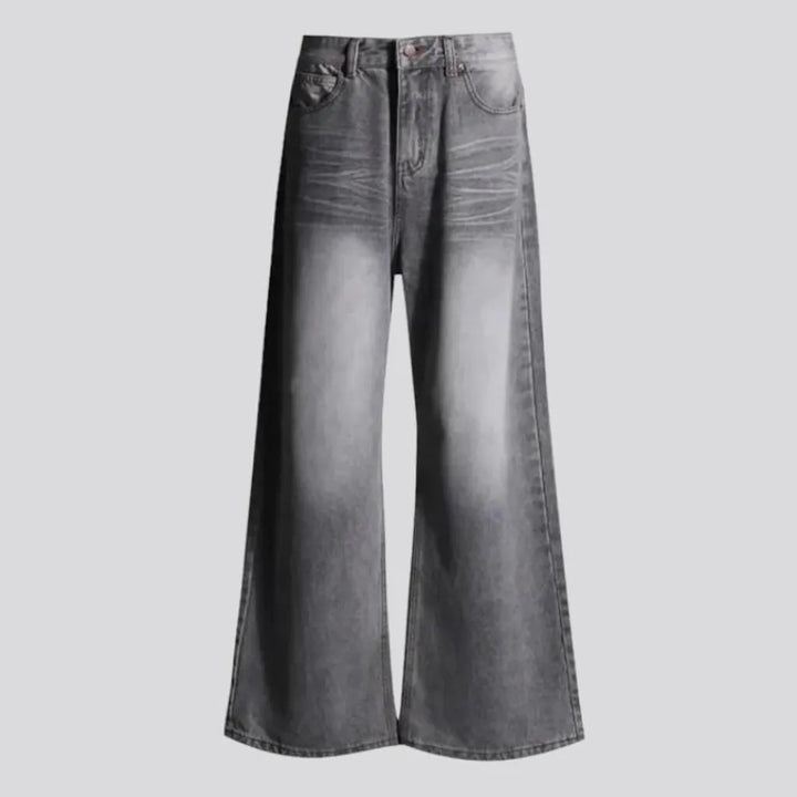 Grey women's mid-waist jeans