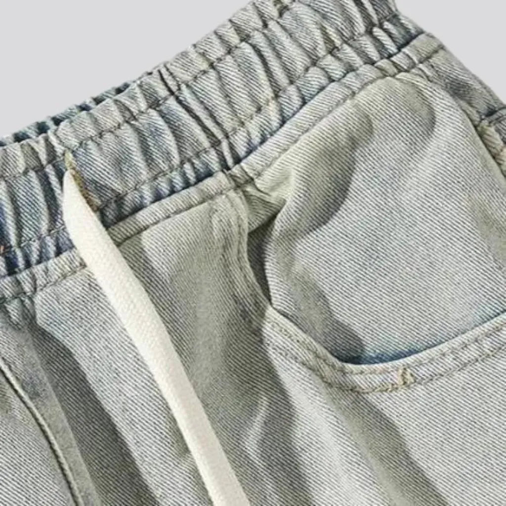 High-waistline stonewashed jeans for men