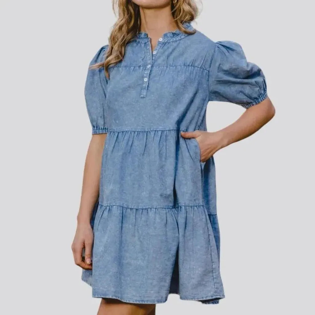 Loose tiered denim dress