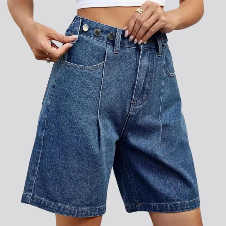 High-waist street jean shorts for ladies