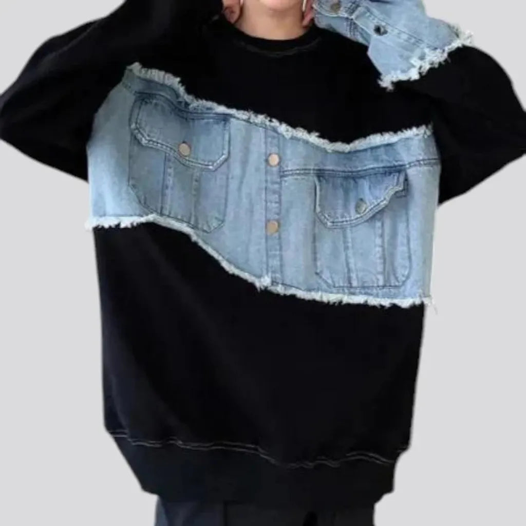 Fashion patchwork oversized men's denim jacket