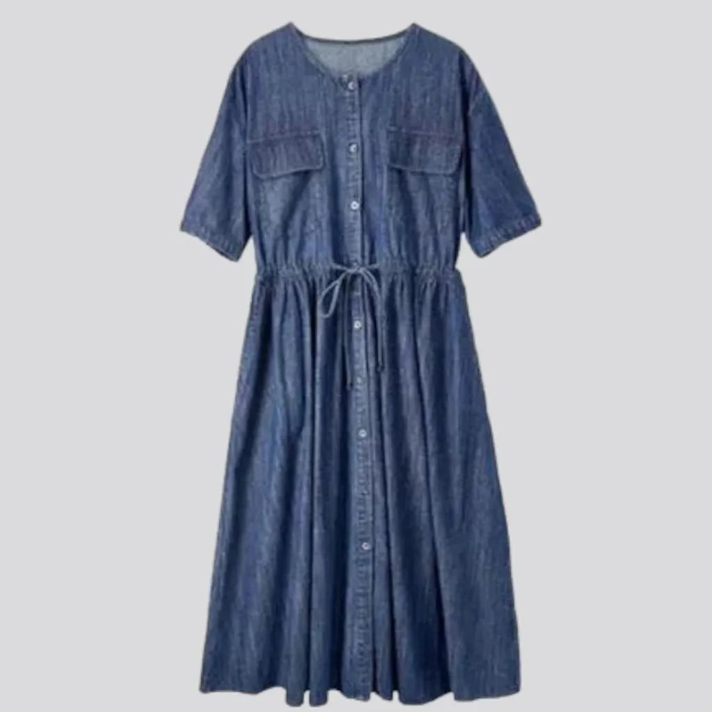 Fit-and-flare long jean dress
 for women
