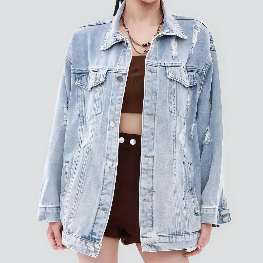 Distressed grunge jean jacket