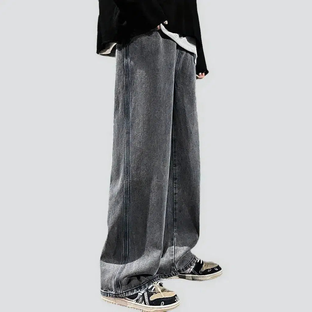 Baggy men's floor-length jeans