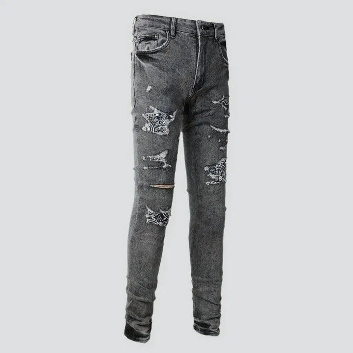 Street men's grey jeans