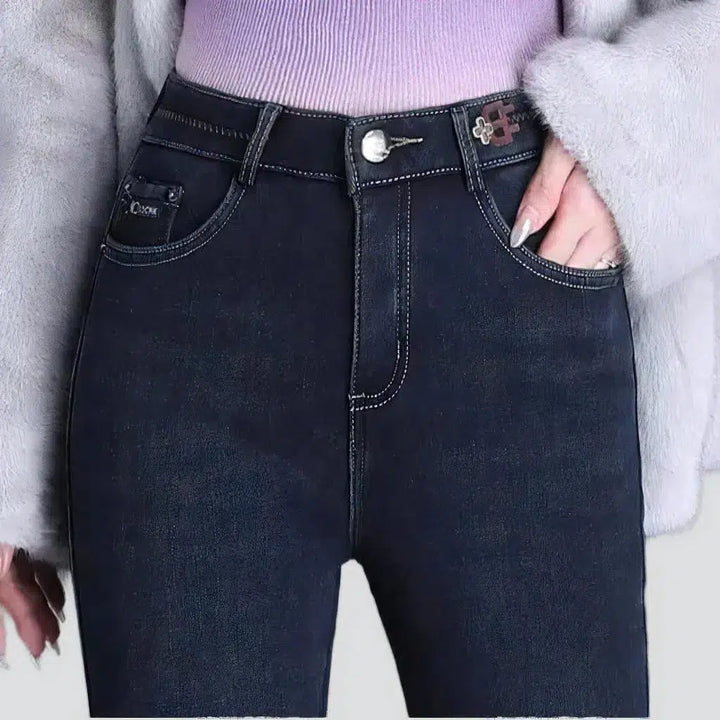 High-waist women's insulated jeans