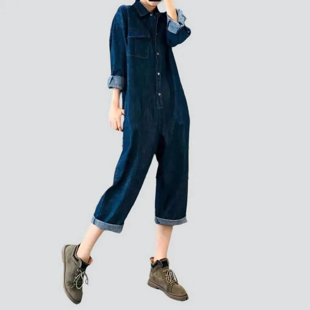 Loose denim women's jumpsuit overall