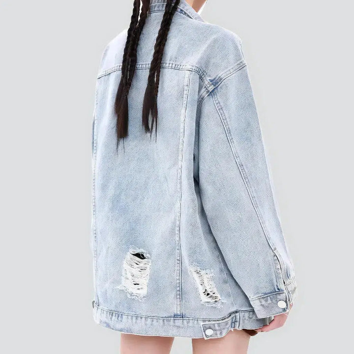 Distressed grunge jean jacket