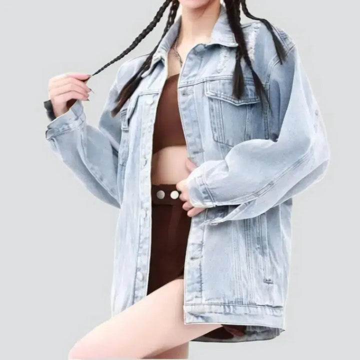 Distressed grunge jean jacket