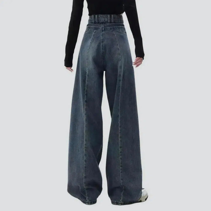 High-waist dark-wash jeans
 for women