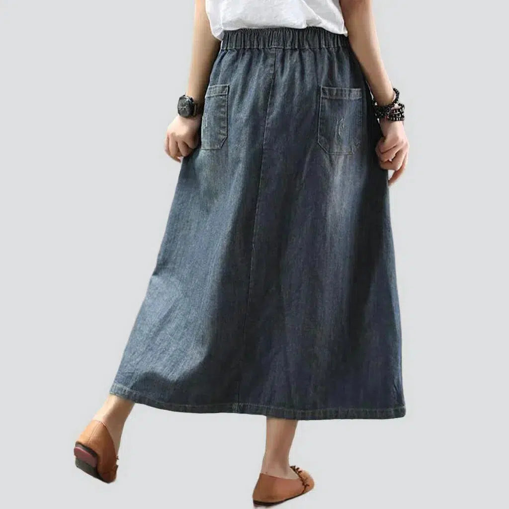 Long high-waist jeans skirt
 for ladies