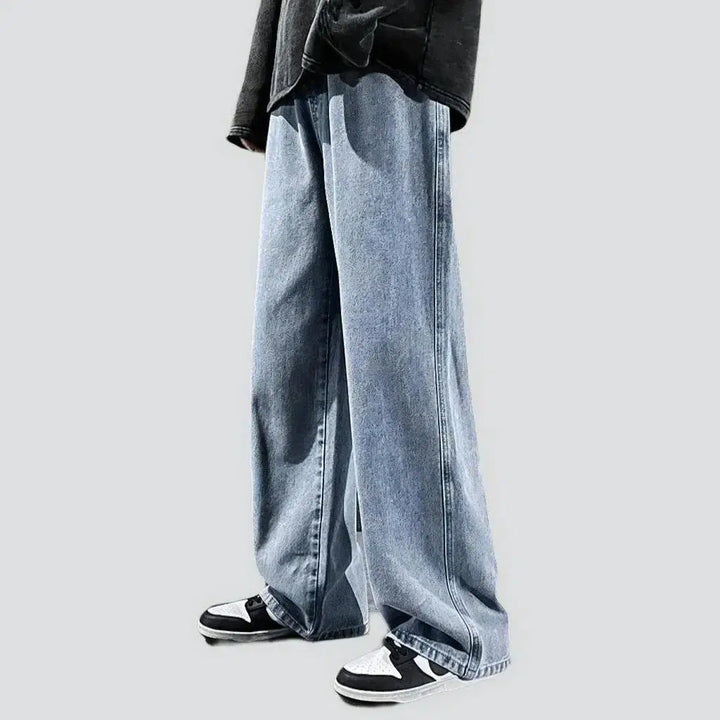 Baggy men's floor-length jeans