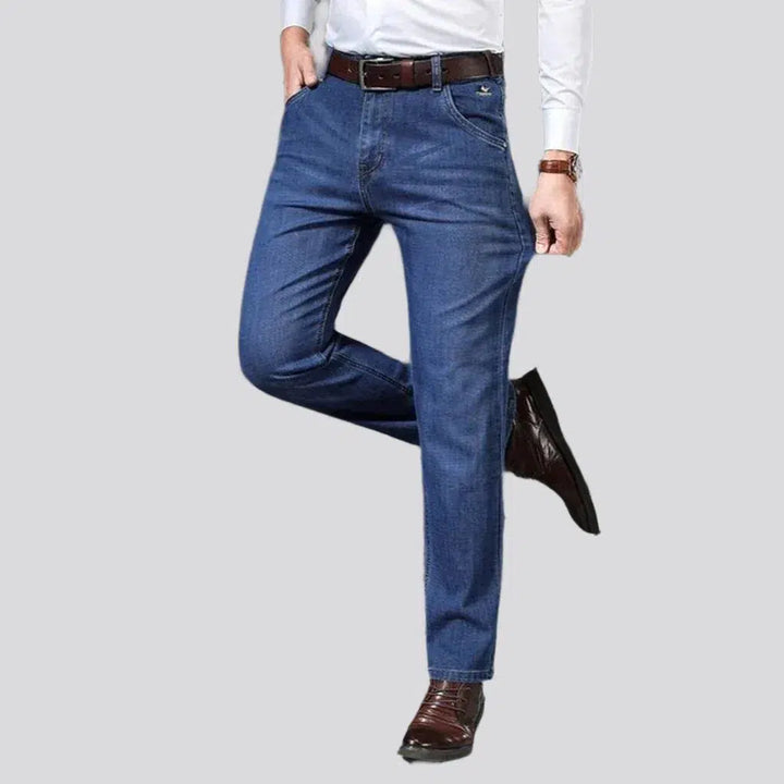 High-waist men's stretchy jeans