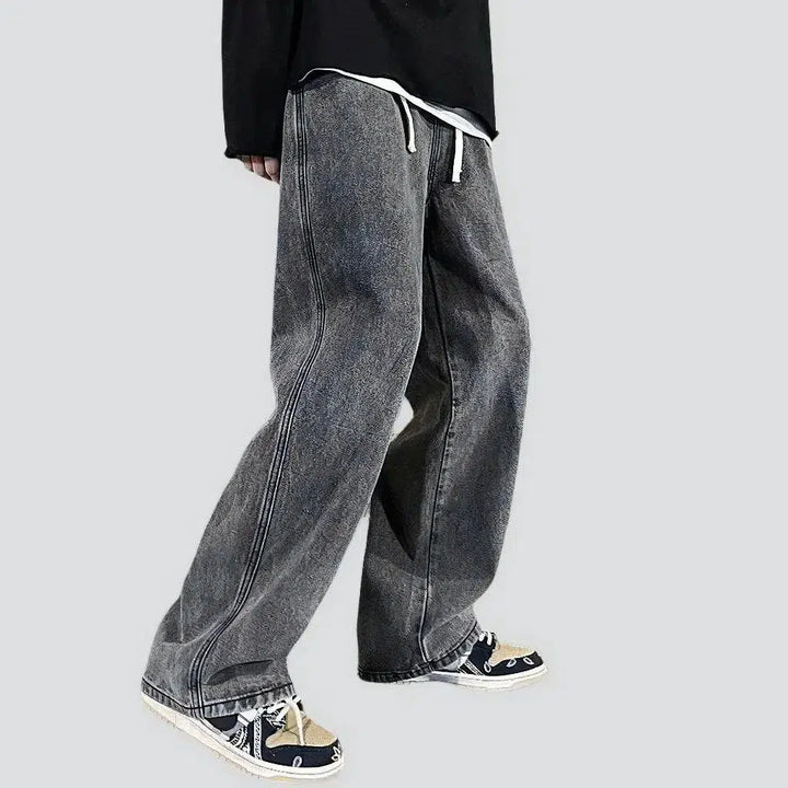 Baggy men's floor-length jeans