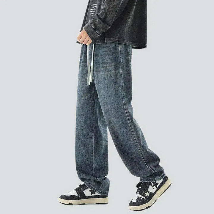 High-waist men's hip-hop jeans