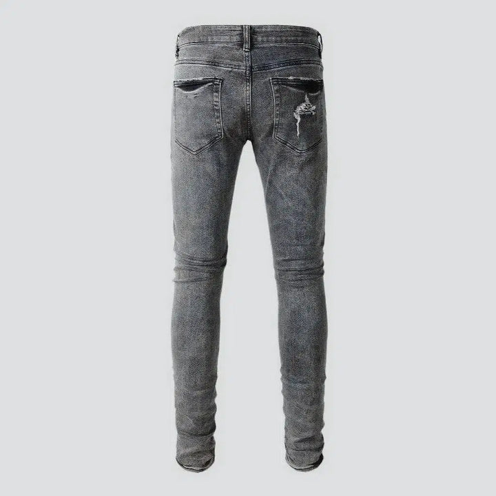 Street men's grey jeans