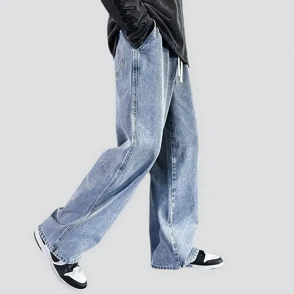 Baggy men's floor-length jeans