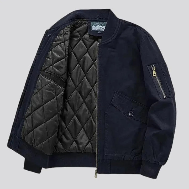 Casual fit and color men's jean bomber jacket