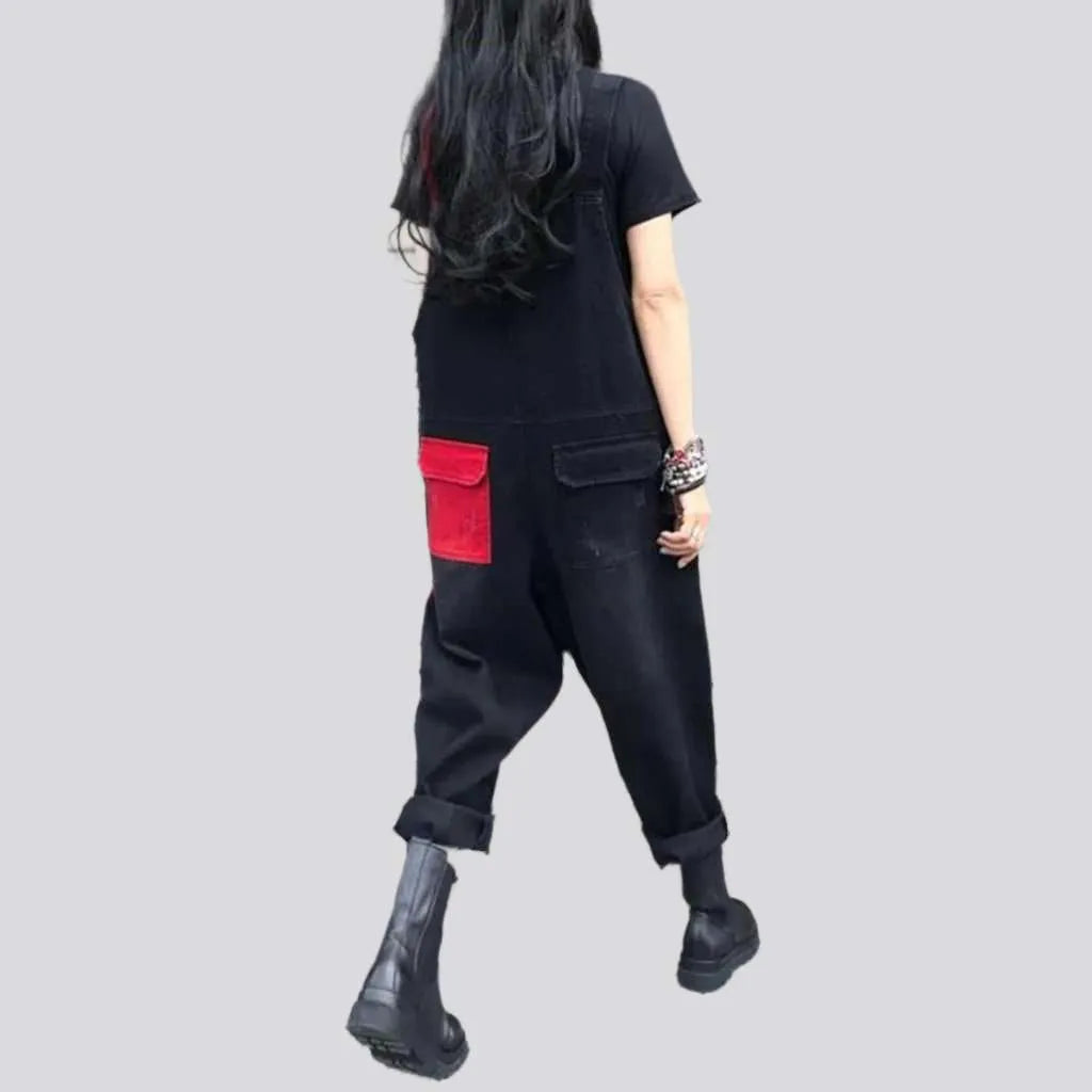 Baggy inscribed denim jumpsuit
 for women