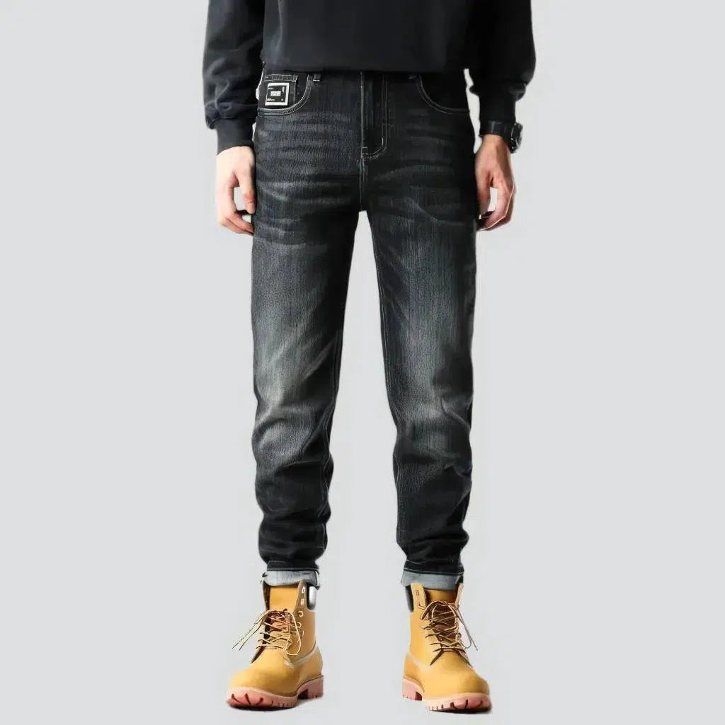 Black men's tapered jeans