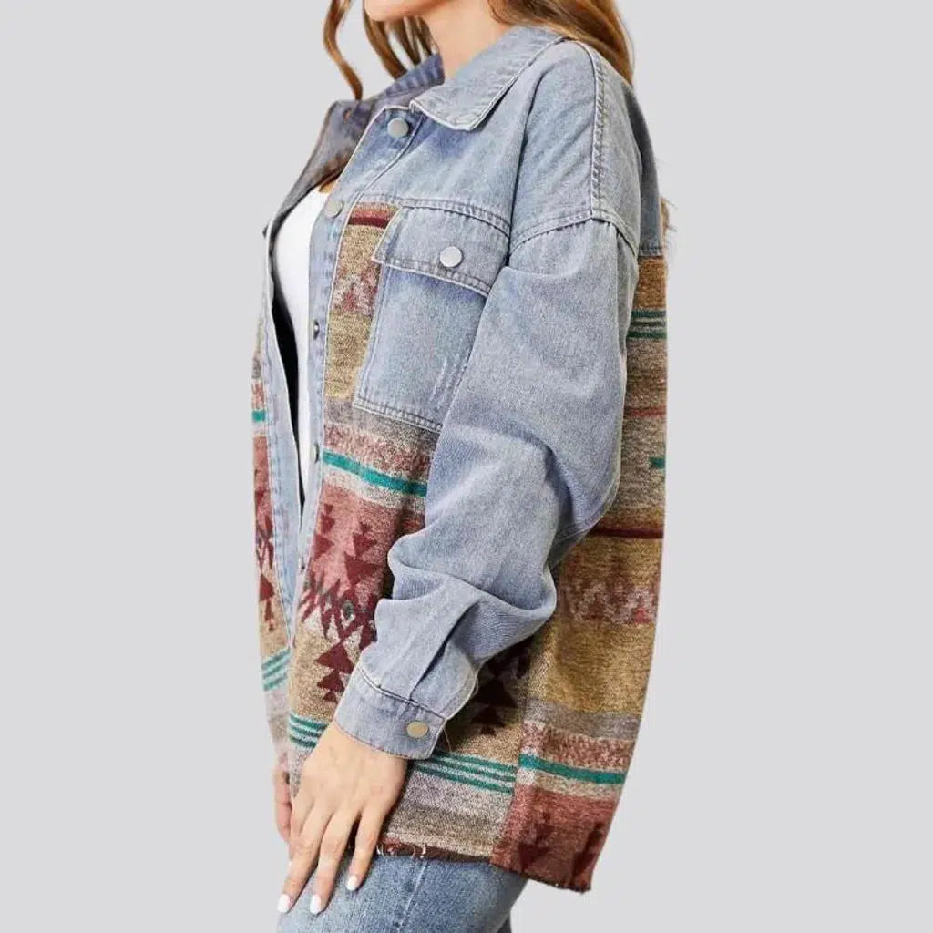 Patchwork women's jeans jacket