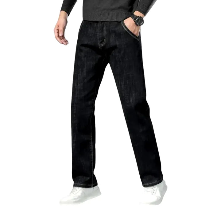 Classic Warm Elastic Men's Jeans - Black