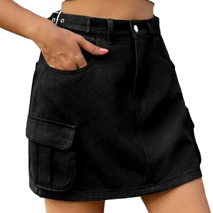 Mini high-waist women's denim skirt