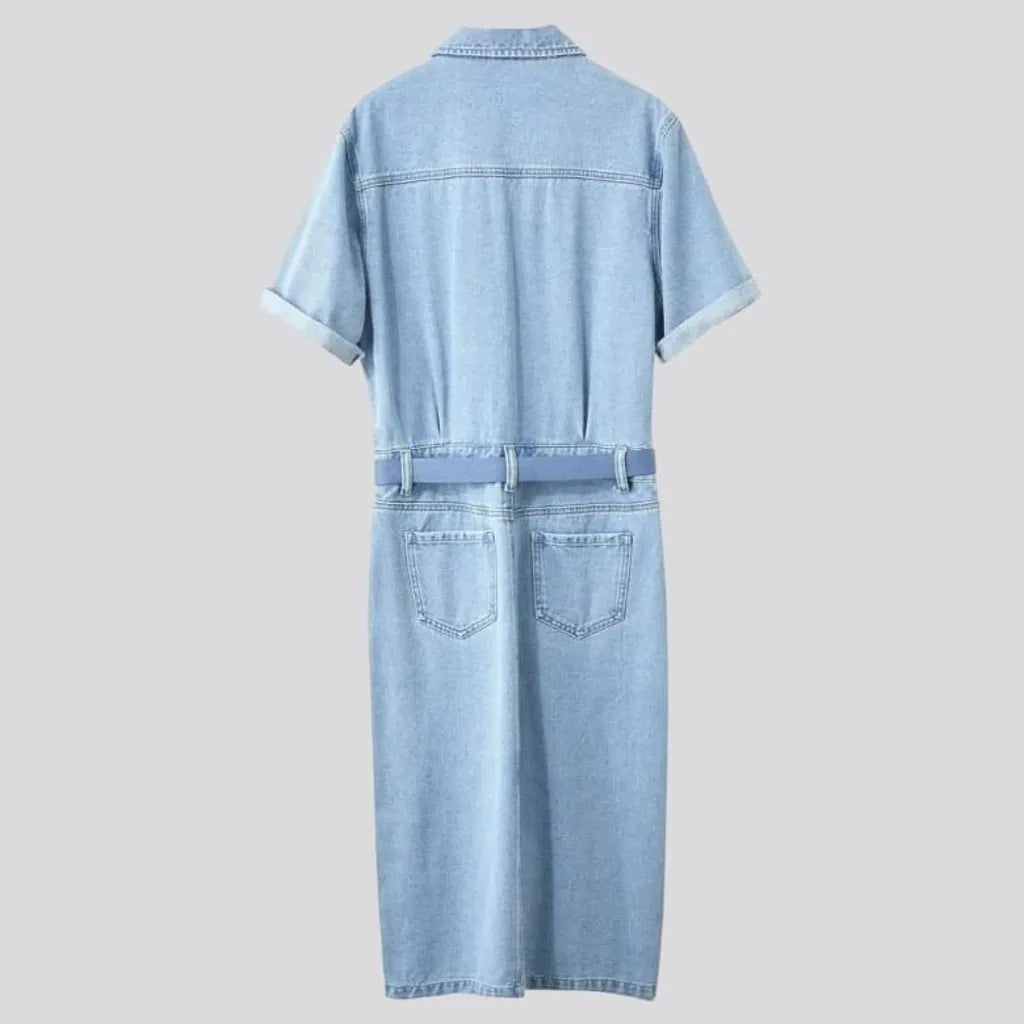 90s light wash denim dress