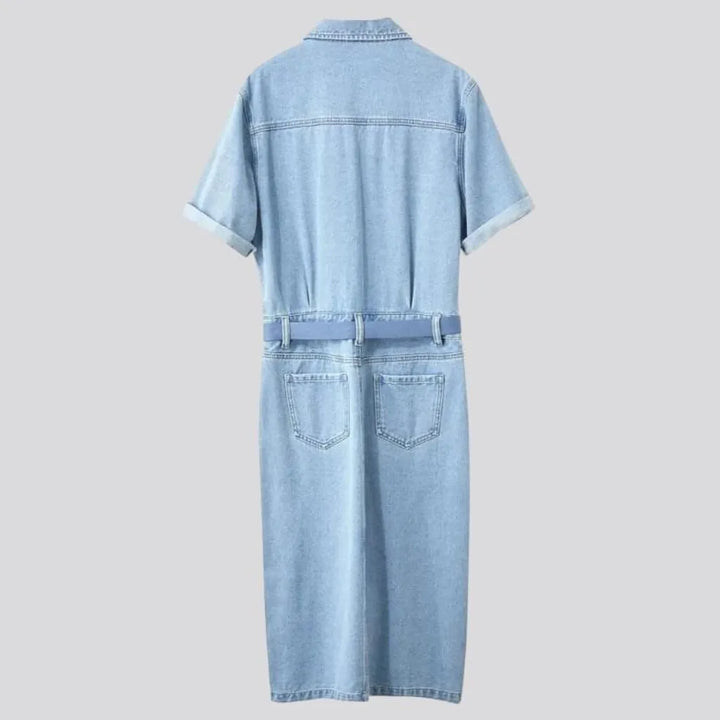 Long light-wash denim dress
 for women