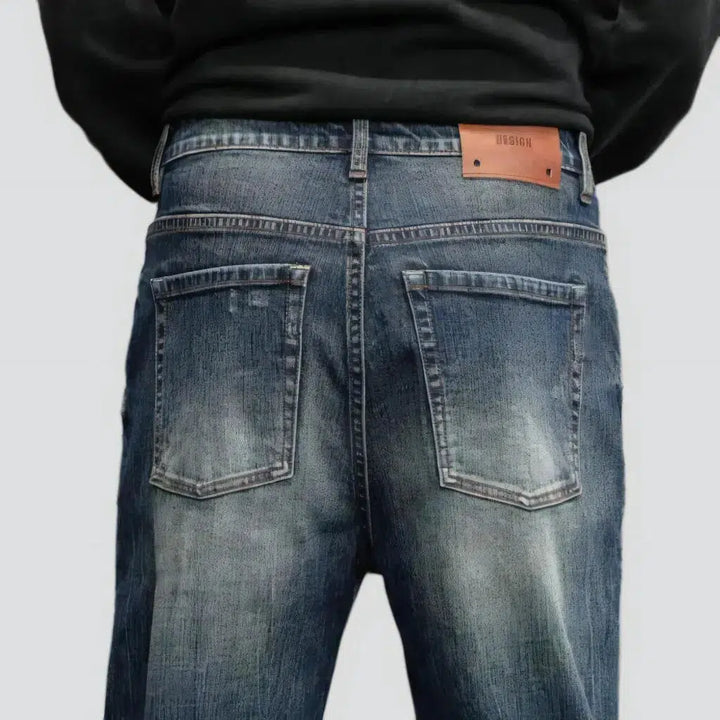 High-waist men's loose jeans