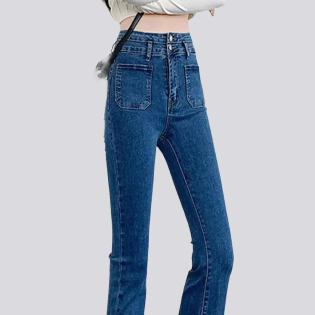 Stonewashed women's high-waist jeans