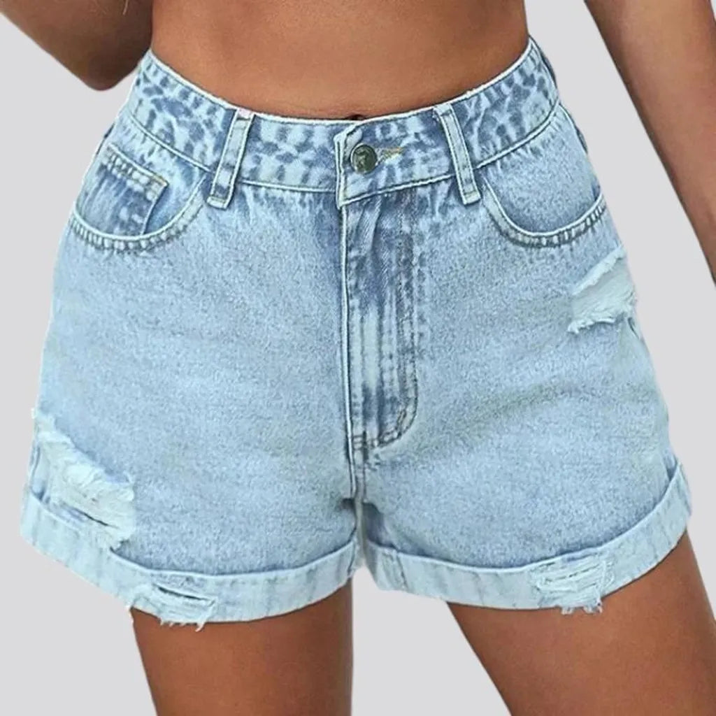 Straight jeans shorts
 for women