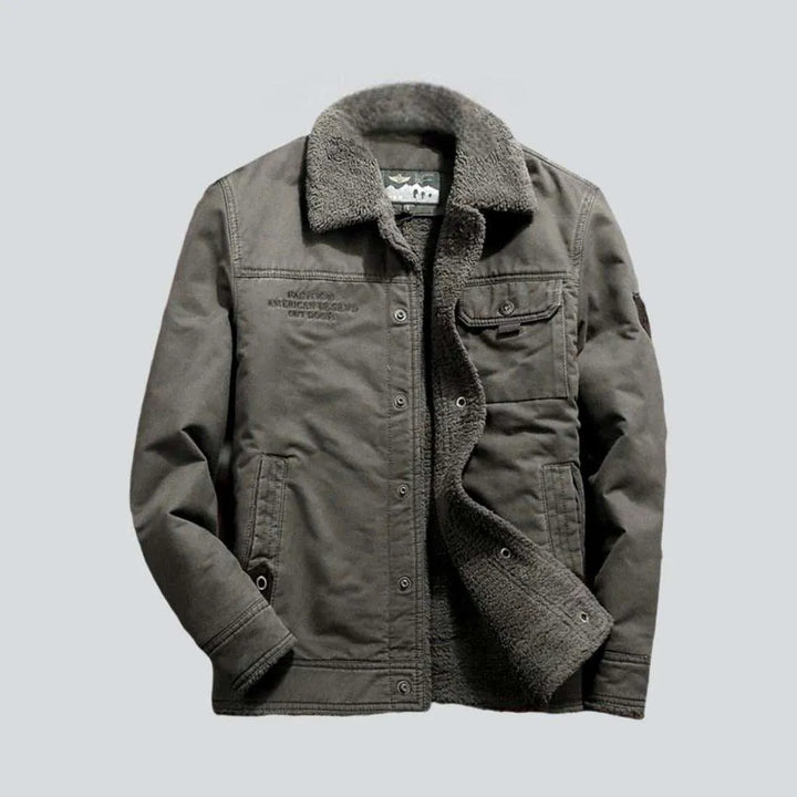 Sherpa color men's denim jacket