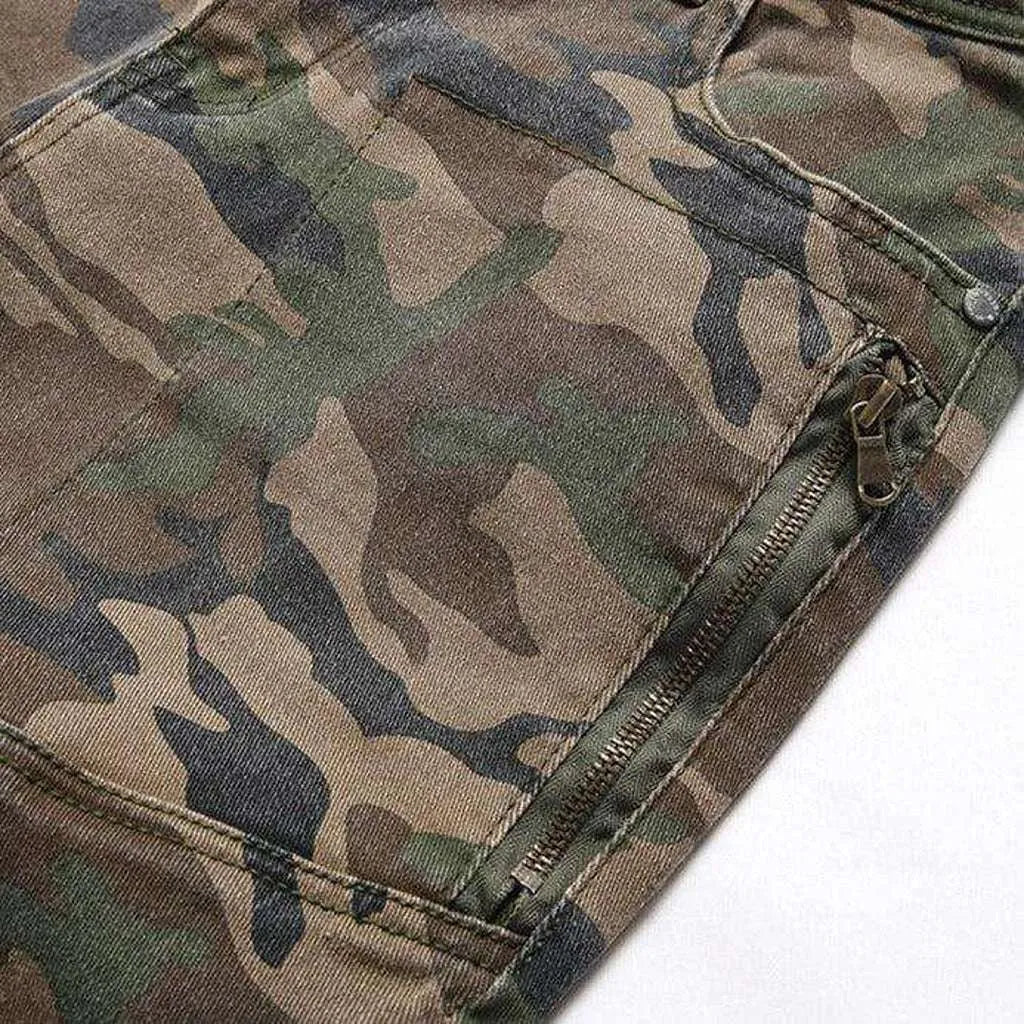 Camouflage print men's denim pants