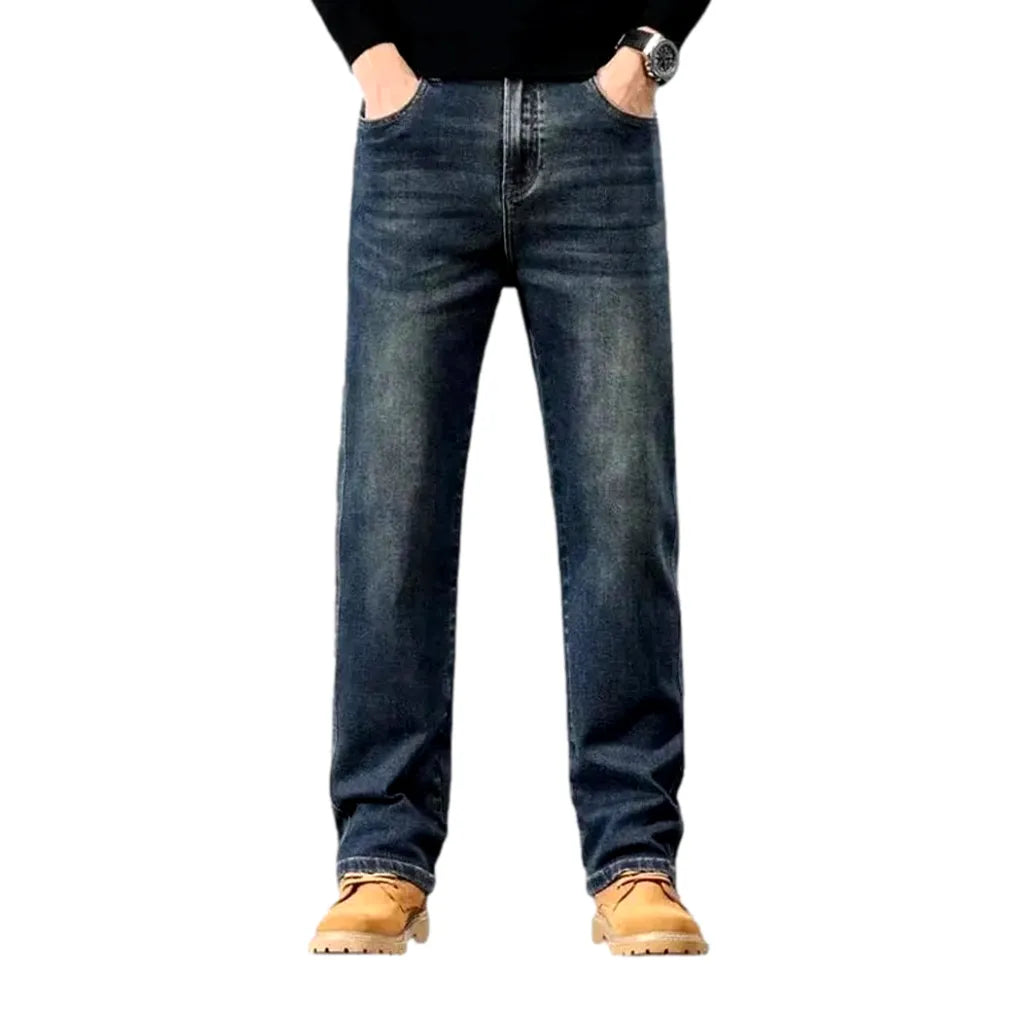 Vintage Dark Wash Tapered Men's Jeans - Blue