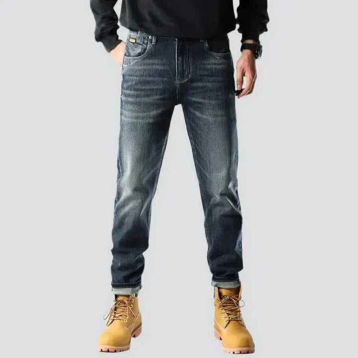 Stretchy men's dark-wash jeans