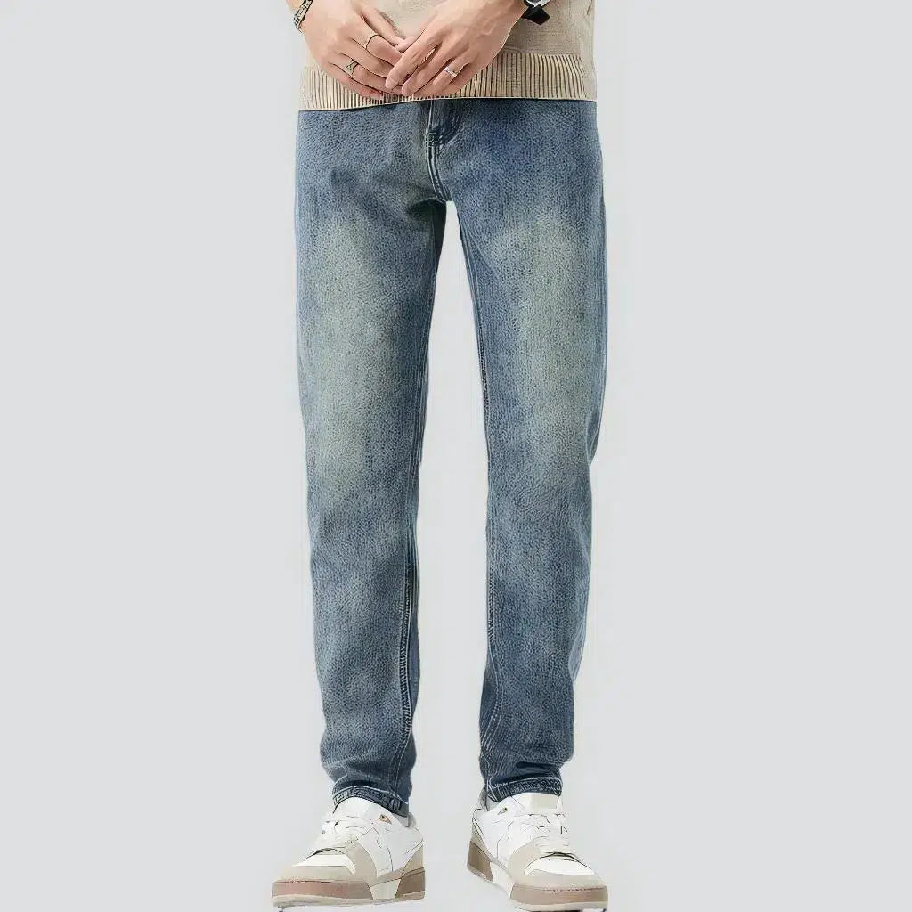 High-waist men's light-wash jeans